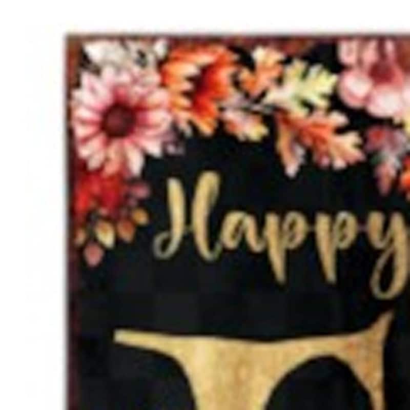HomeRoots 72" Black Gold And Orange Solid Wood Happy Fall Porch Sign