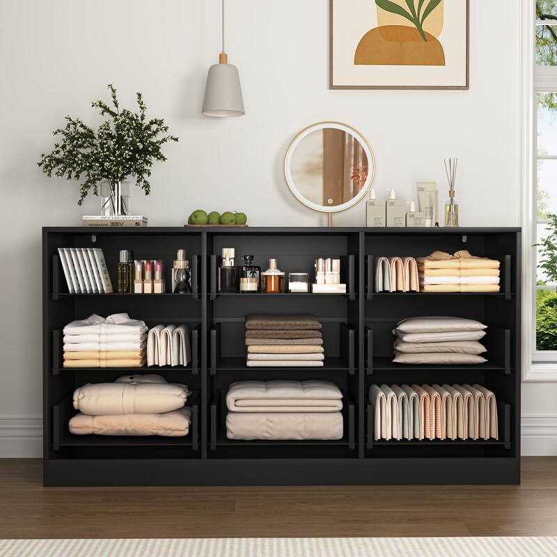 9 Drawer Dresser, 63" Large Deep Chest of Drawers, Wooden Dresser Storage Cabinet with 9 Drawers for Bedroom, Long Dressers