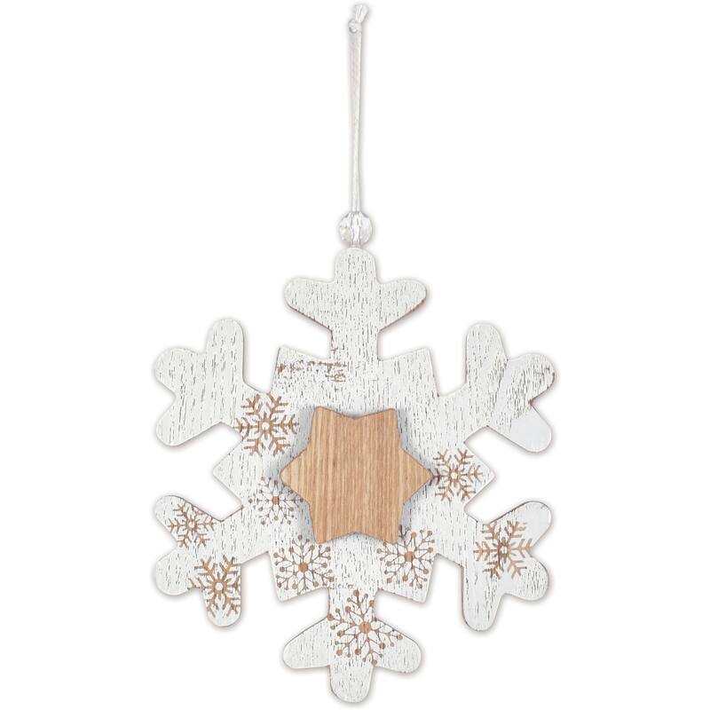 Wood Snowflake Ornament 6" -Set of 4