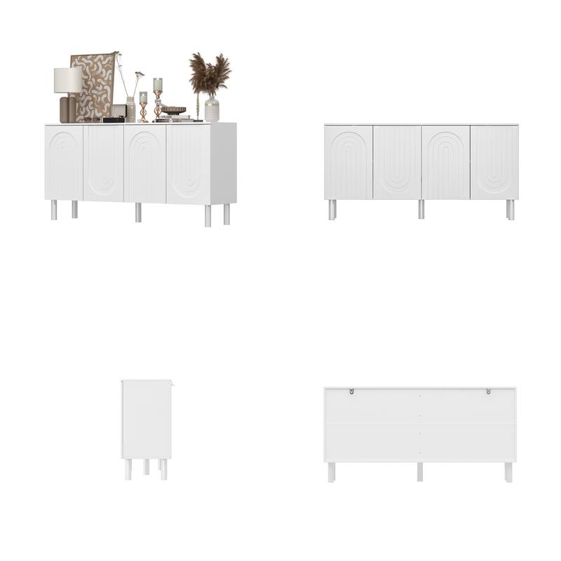 White Sideboard Bookcase Kitchen Cabinet Buffet Credenza End Table Whie/Black