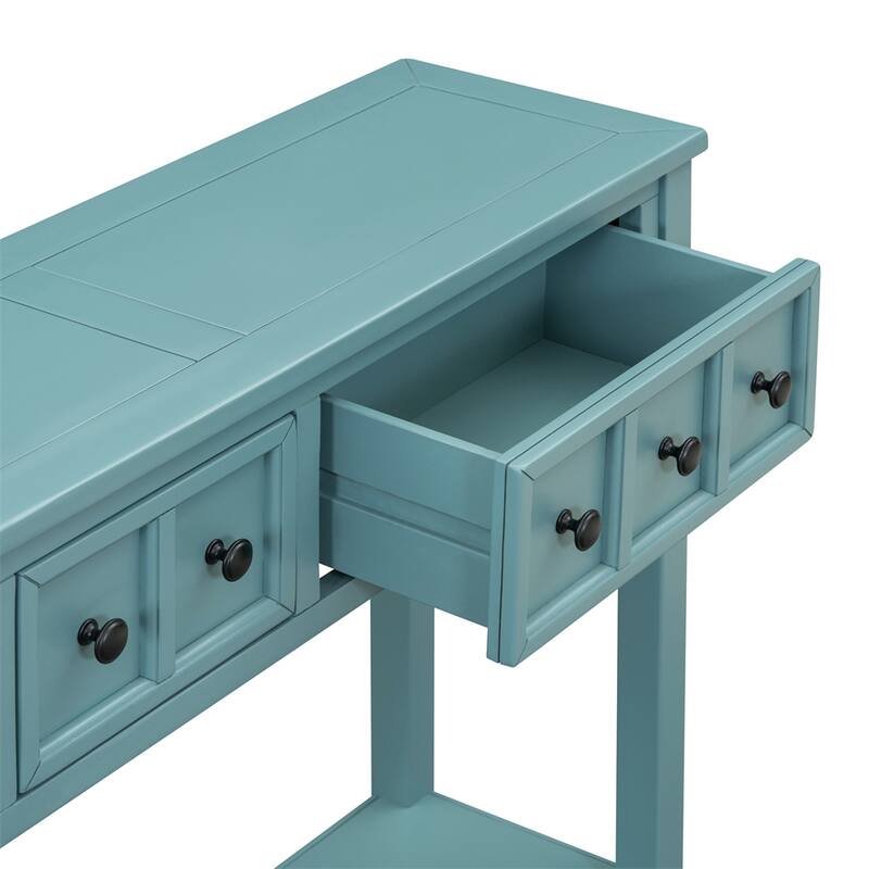 Rustic Entryway Console Table with Two Drawers and Bottom Shelf