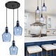 preview thumbnail 14 of 18, Modern 3-Light Kitchen Island Chandelier Blue