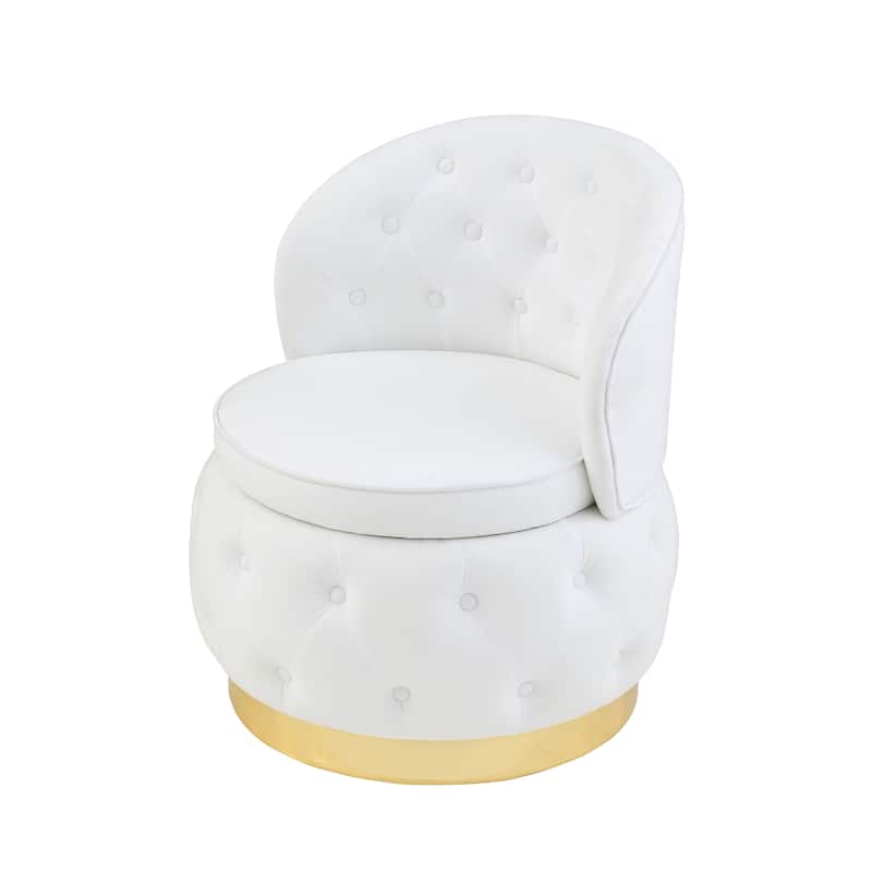 25.2" Velvet Swivel Barrel Chair with Storage