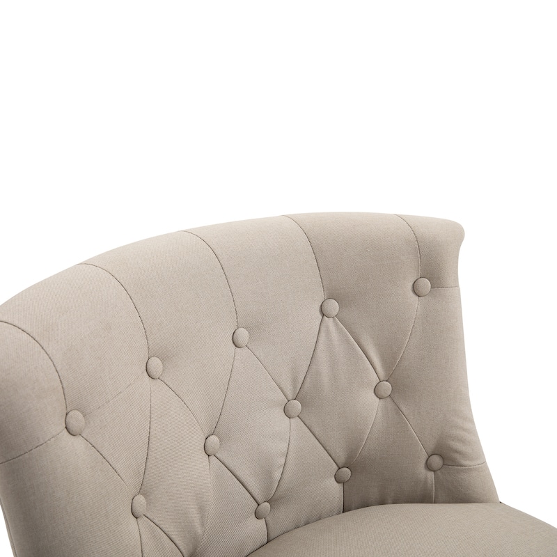 HomCom Modern Accent Leisure Armless Slipper Upholstered Lounge Chair with Large Comfortable Surface & Wooden Legs