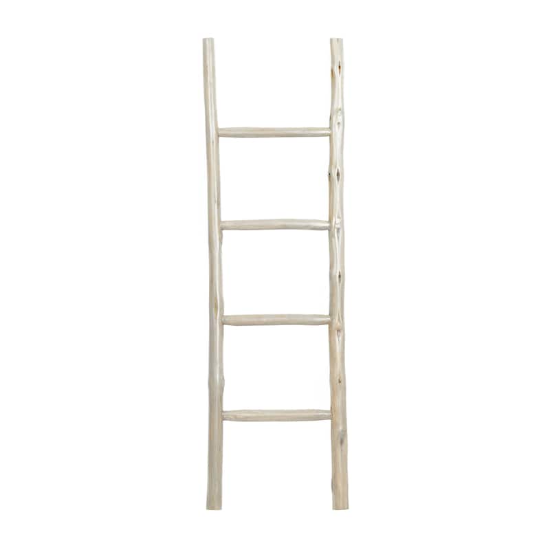 Teak Wood Handmade 4 Rack Ladder - White or Brown - Roche River Decor