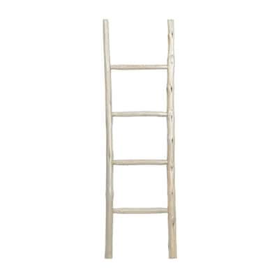 Teak Wood Handmade 4 Rack Ladder - White or Brown - Roche River Decor