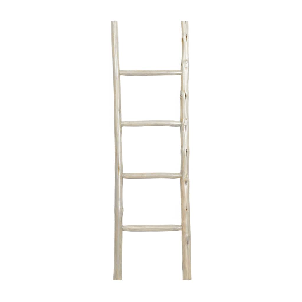 Teak Wood Handmade 4 Rack Ladder - White or Brown - Roche River Decor