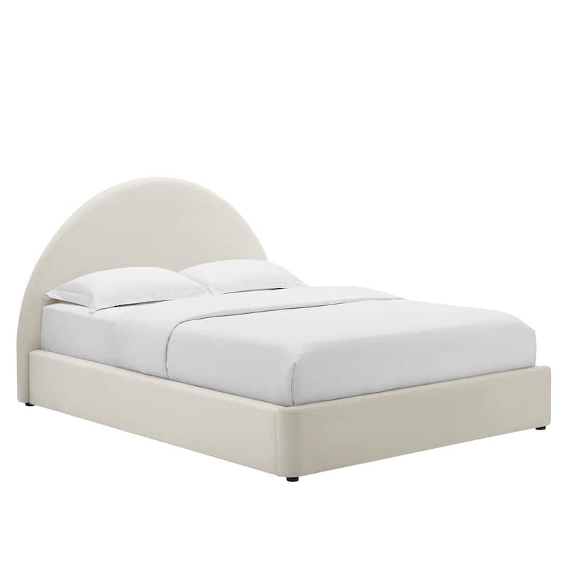 Resort Performance Velvet Arched Round Full Platform Bed - Full - Alabaster