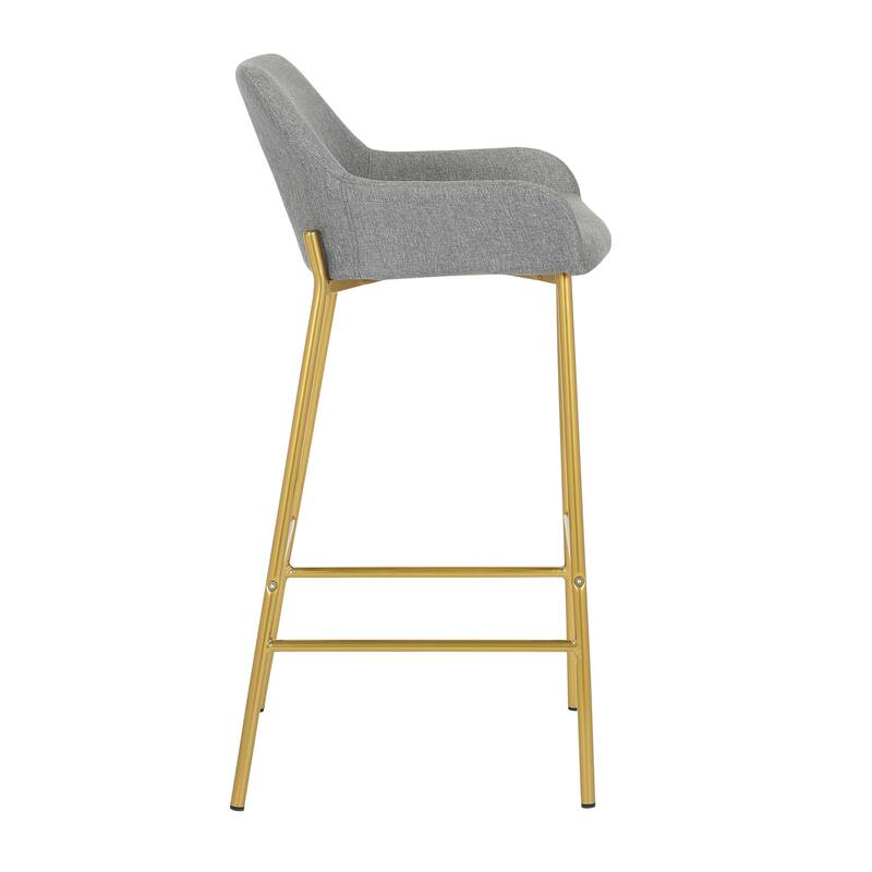 Silver Orchid Galotti Gold Fixed-Height Upholstered Bar Stool - Set of 2