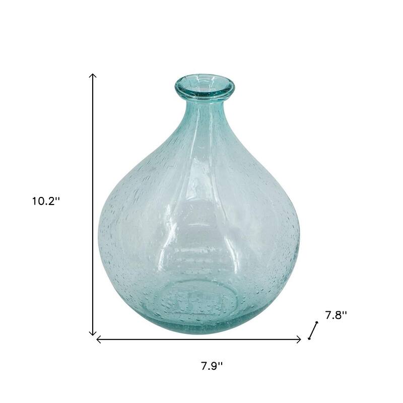 10" Aqua Bubble Glass Round Table Vase - 7.90