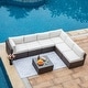 preview thumbnail 2 of 18, COSIEST 7-Piece Outdoor Sectional Wicker Sofa With Pillows, Coffee Table - N/A
