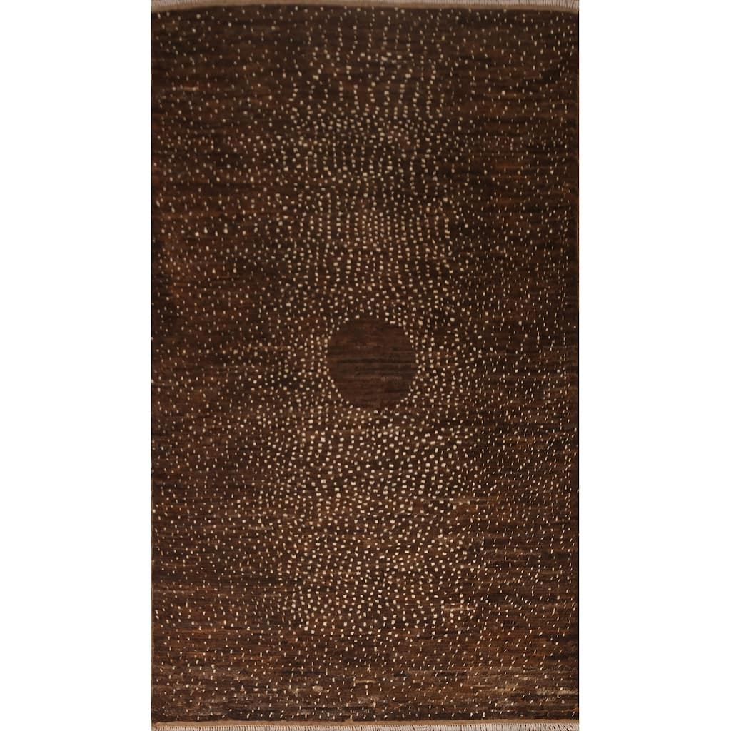 Brown Tribal Moroccan Oriental Area Rug Hand-knotted Wool Carpet - 5'11" x 9'0"