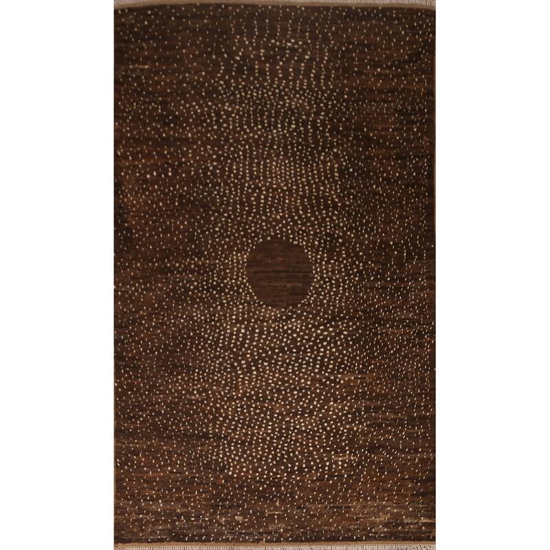 Brown Tribal Moroccan Oriental Area Rug Hand-knotted Wool Carpet - 5'11" x 9'0"