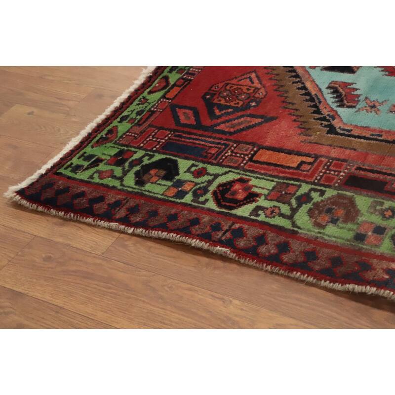 Hand Knotted Oriental 100% Wool Carpet Traditional Geometric Oranges & Rust Ardebil Runner Rug - 10' 7'' X 3' 3''