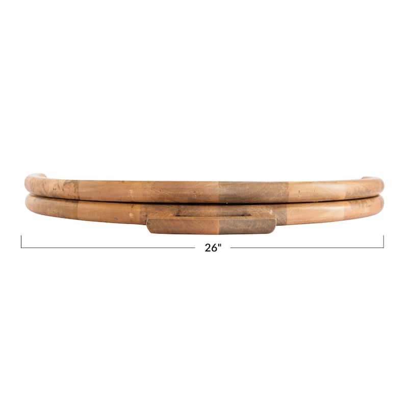 Mango Wood and Stainless Steel Folding Cheese and Serving Board - 26.0"L x 23.5"W x 1.0"H