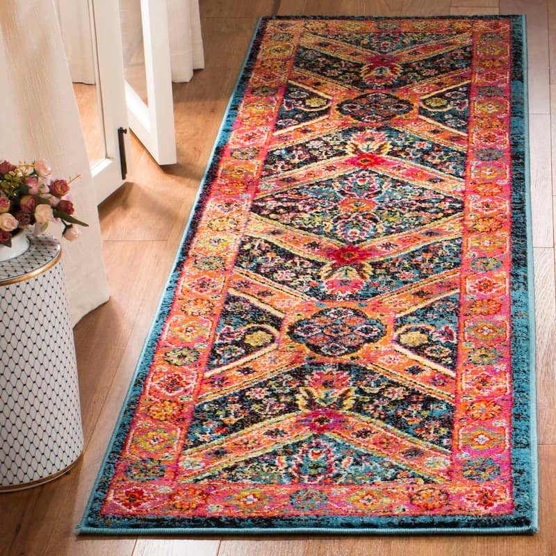 SAFAVIEH Cherokee Rubye Boho Oriental Rug - 2'3" x 8' Runner - Turquoise/Light Orange - Runner