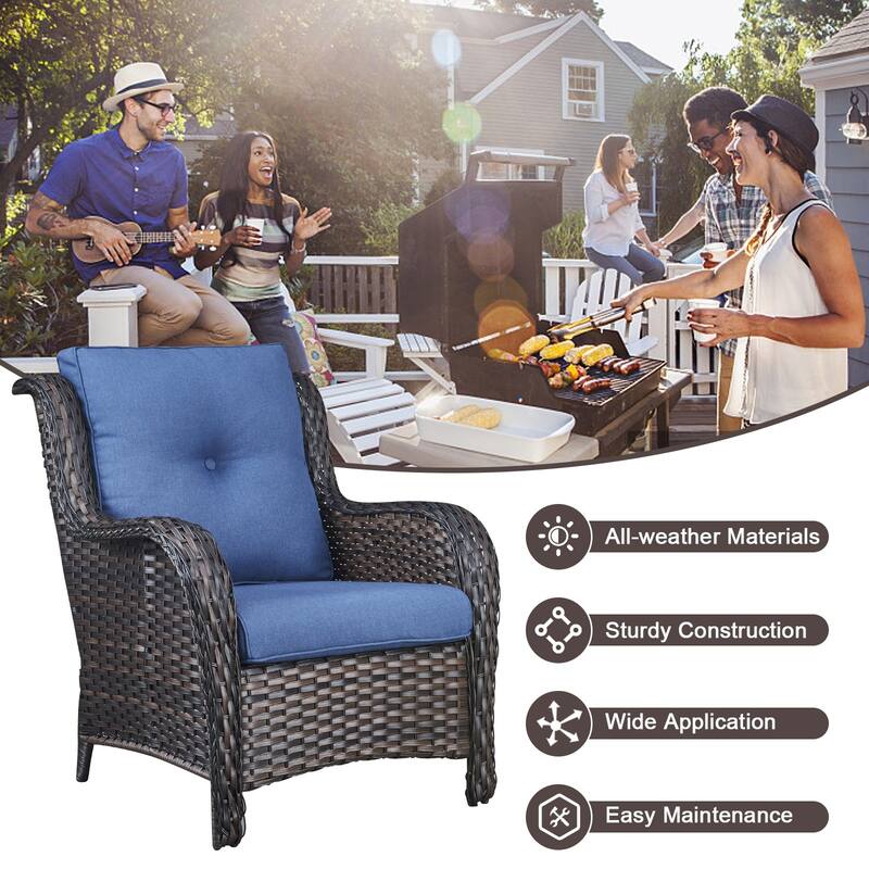 Outdoor Sofa Chair with Coffee Table and Ottoman