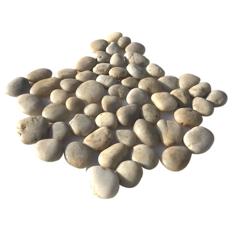 Khaki Natural Stone Pebble Mosaic Tile