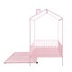 preview thumbnail 8 of 26, Kids and Baby House-Shaped Metal Twin Size House Bed with Fence and Trundle