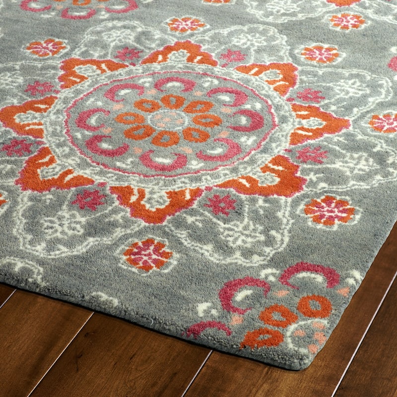Global altitude collection, indoor/outdoor area rug. - 3'6" x 5'6" - Grey/Lavender/Ivory/Natural/Criss Cross