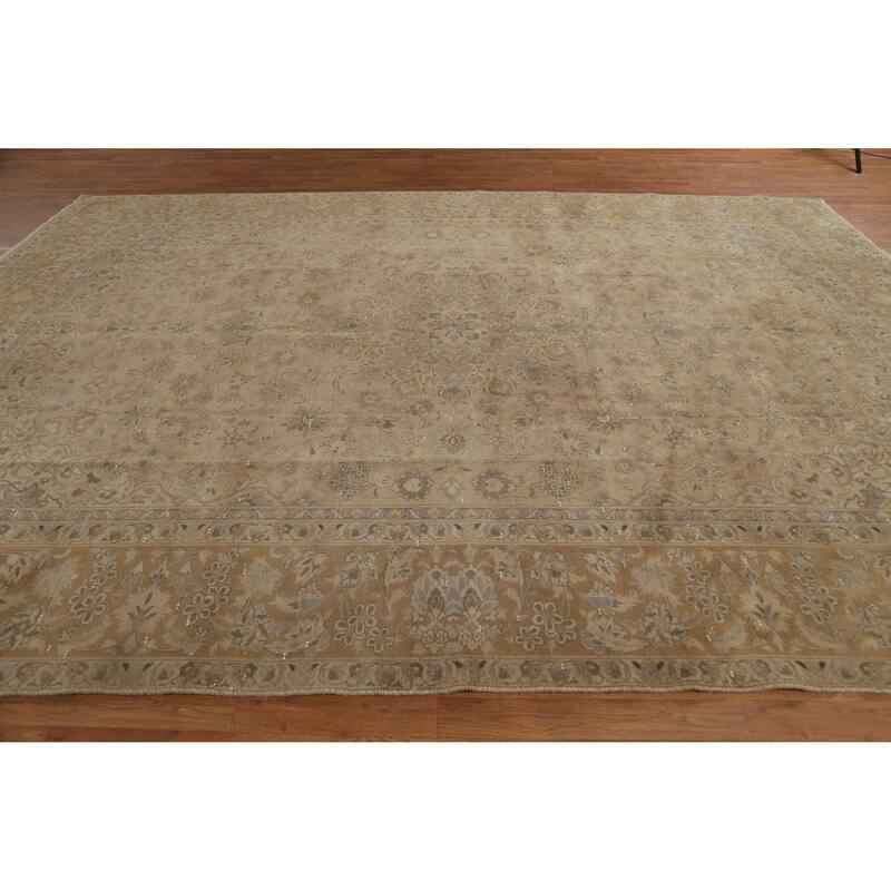 Hand Knotted Oriental 100% Wool Carpet Traditional Floral Brown Najafabad Area Rug - 12' 11'' X 9' 6''