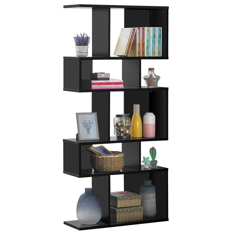 Gymax 2 PCS 5 Cubes Ladder Shelf Freestanding Bookshelf Display Rack