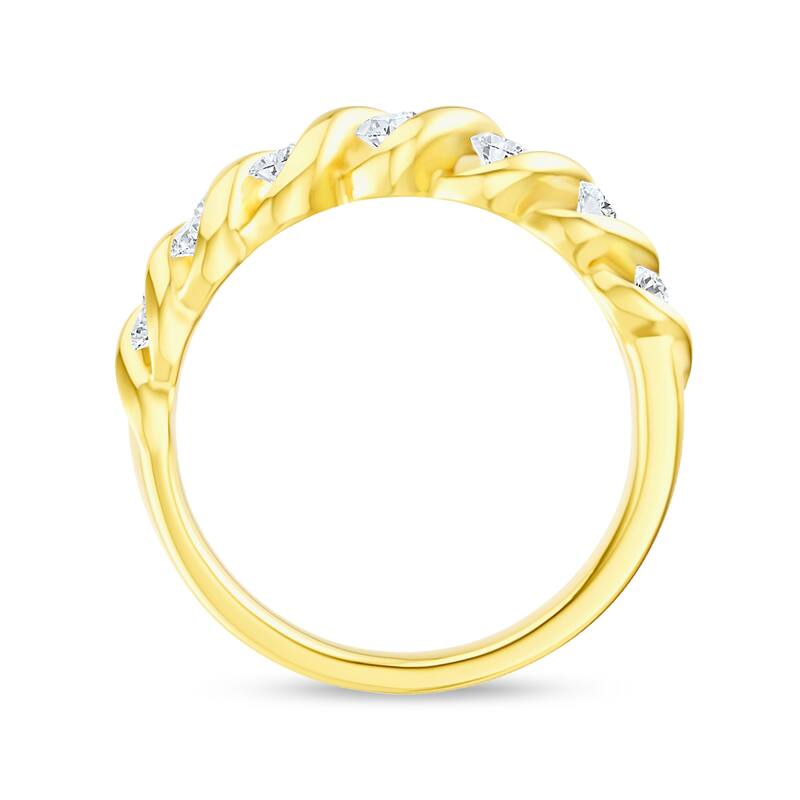 3/4ct TDW Diamond Swirling Wedding Band in 14K Yellow Gold for Women