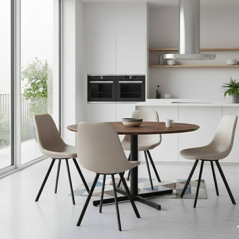 Markley Modern PU Leather Upholstered Ergonomic Mid-Back Accent Chair with Metal Legs for Home Kitchen or Living Room (Set of 4)