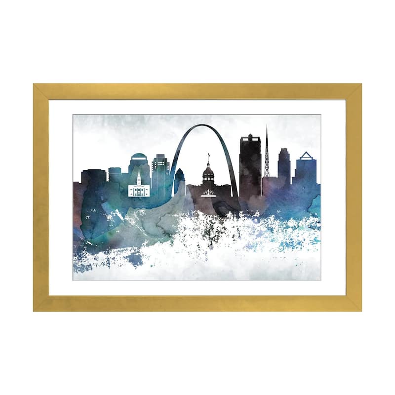 iCanvas "Saint Louis Bluish Skylines" by WallDecorAddict - Gold - 16x24x1