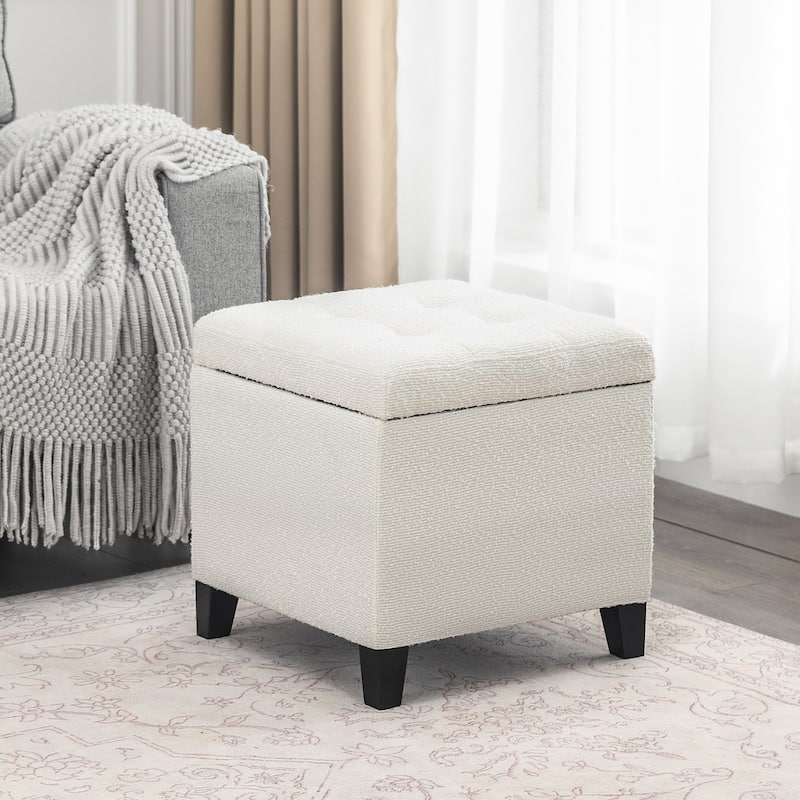 Adeco Bonded Leather Square Tufted Cubic Cube Storage Ottomans