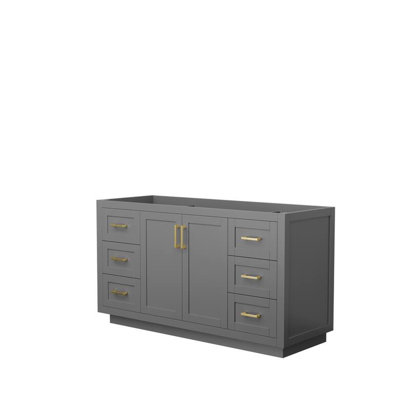 Miranda Single Bathroom Vanity Cabinet, No Mirror - 60-Inch Single - Dark Gray, Brushed Gold Trim, No Top