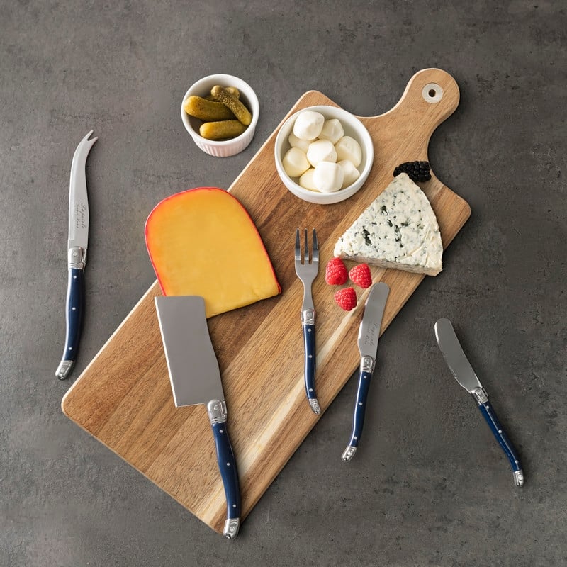 French Home Laguiole 12-Piece Navy Charcuterie Set with Wood Board
