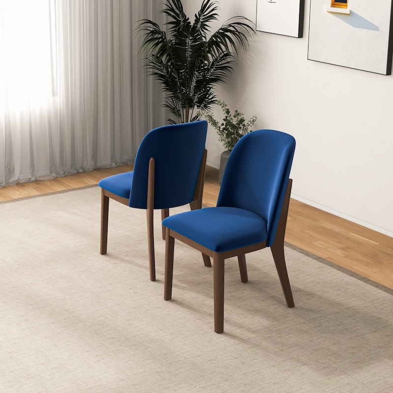 Bellar Mid Century Modern Linen/Velvet Dining Chair (Set of 2)