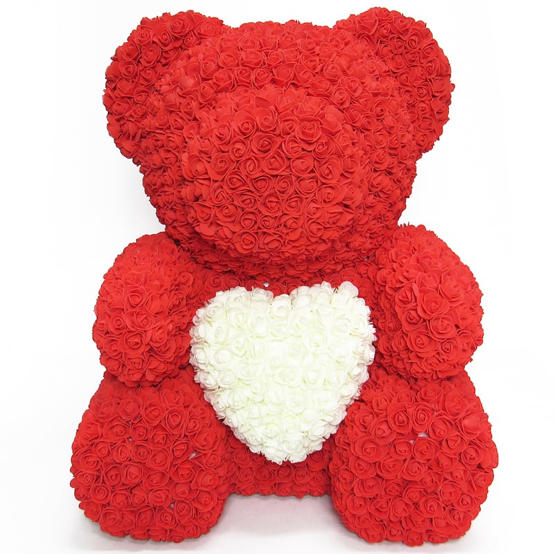 XL Forever Rose Bear Flower Teddy Bear Heart 25" with Gift Box for Valentines Day, Anniversary, Birthday, Gift for Her