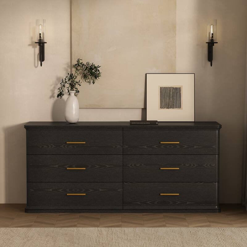 Clifford 60 In 6 Drawer Bedroom Dresser - Black