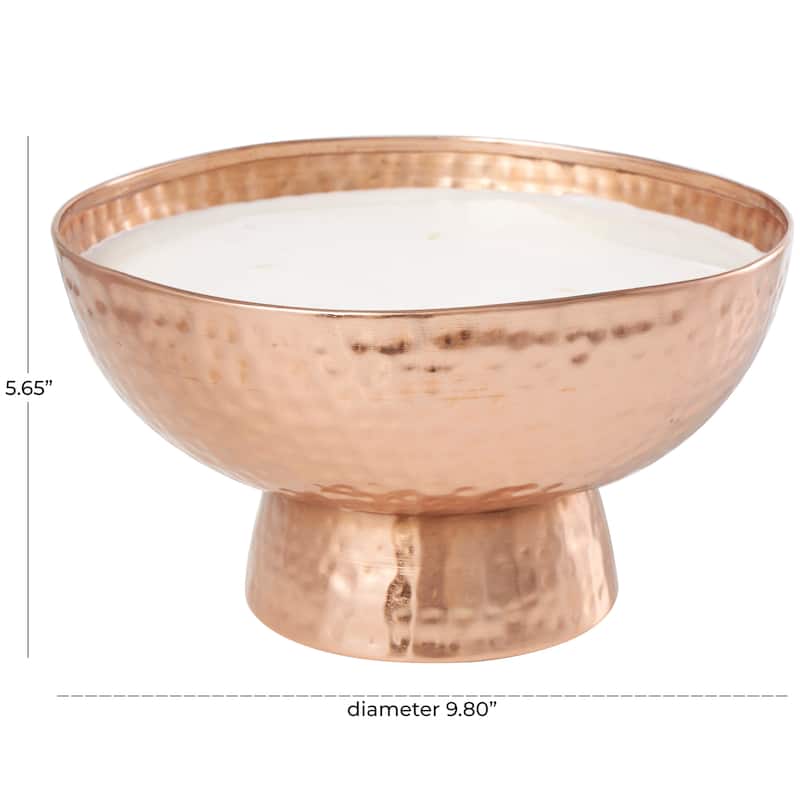Gold or Copper or Silver Metal Scented Wide Hammered 70 oz 4 Wick Candle with White Wax
