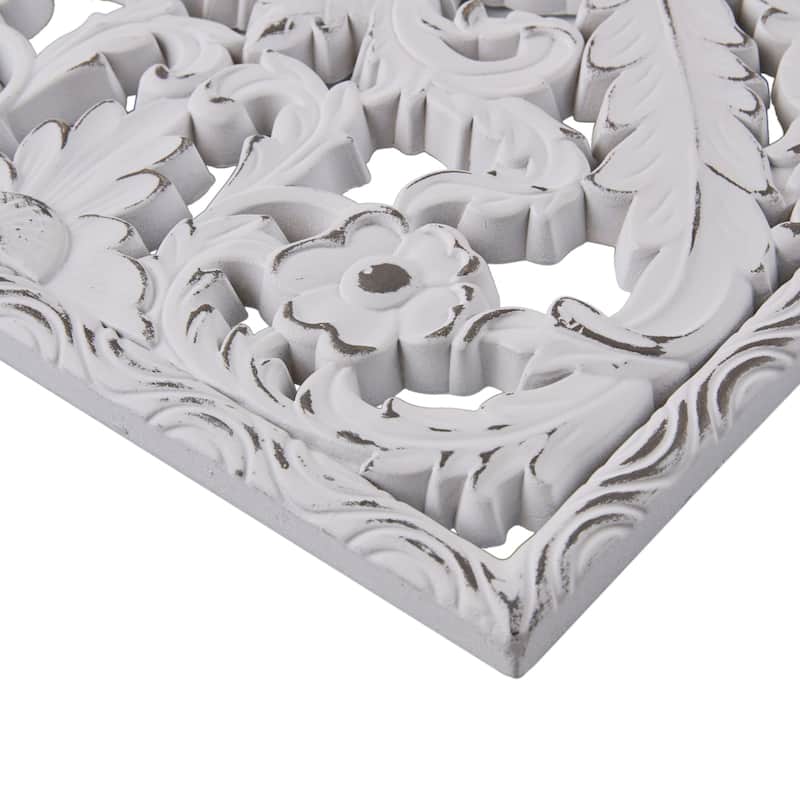 Madison Park Botanical Distressed Carved Wood Wall Decor (Set of 2)