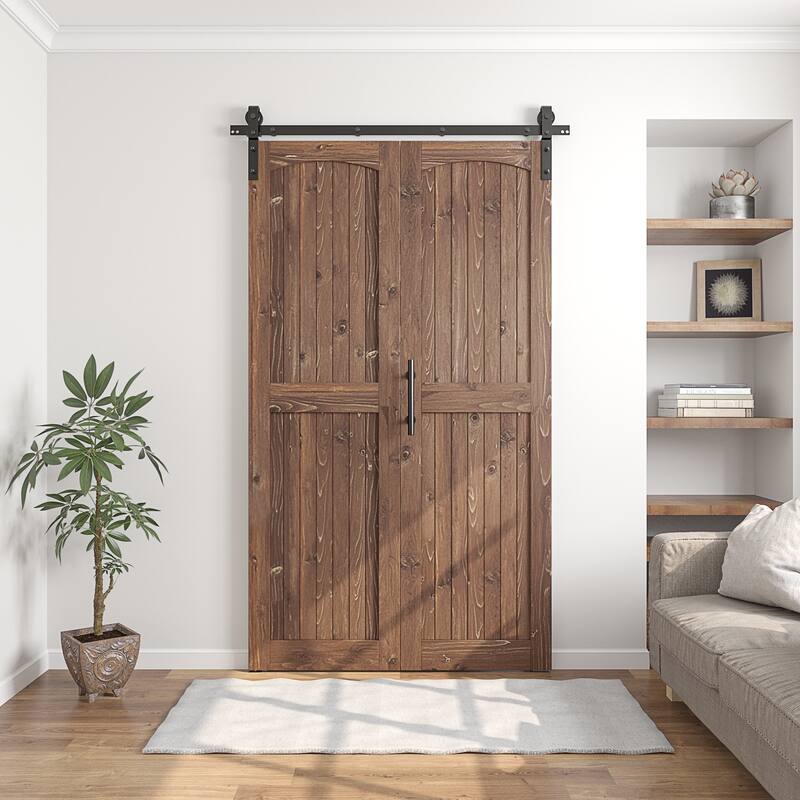 Coast Sequoia Arch Top 30in./36in./48in./60in./72in./96in. x 84in. Knotty Pine Wood Unfinished Bi-Fold Door With Hardware Kit