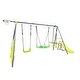 preview thumbnail 15 of 13, Six-Function Swing Set with Net for Outdoor Fun Safe for Kids Green & Blue - 152.49” L x 53.55” W x 70.87” H