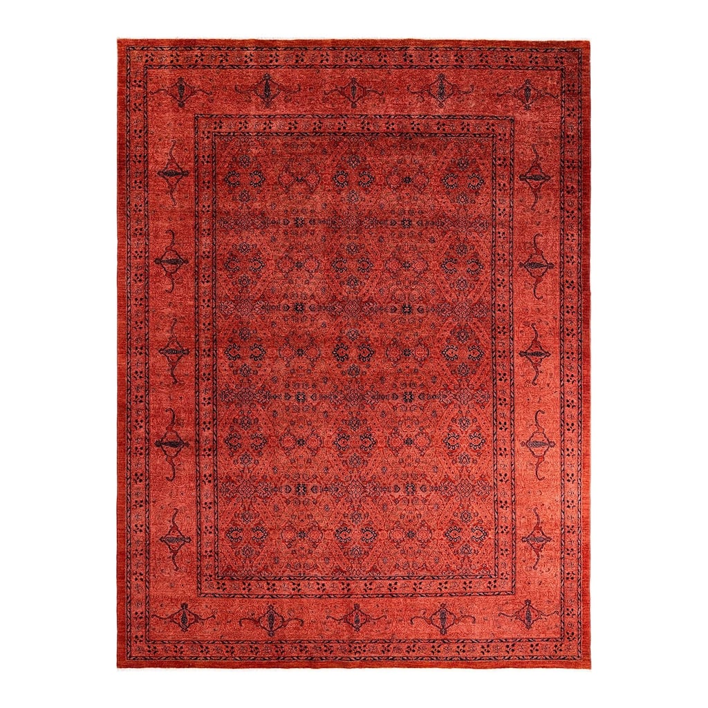 Overdyed, One-of-a-Kind Hand-Knotted Area Rug - Red - 8' 5" x 11' 3"