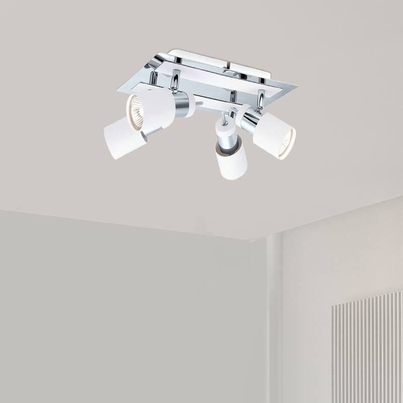 Eglo Davida 4-Light Chrome and White Semi-Flush Mount with White Glass