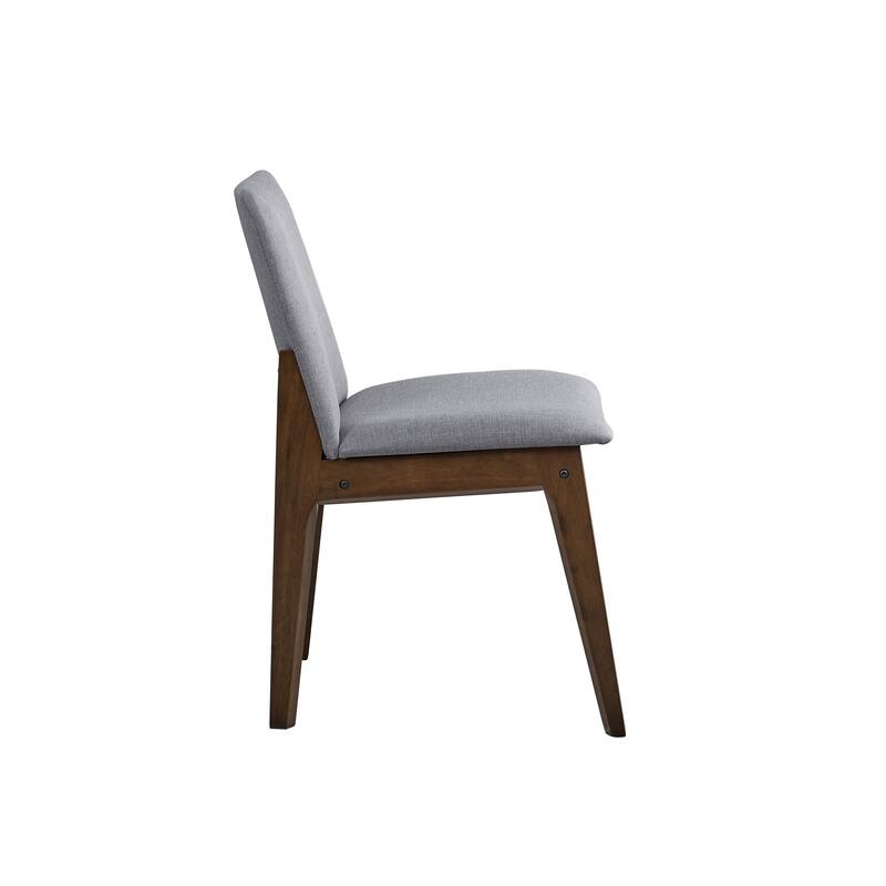 Kaela Light Gray Fabric & Walnut Finish Side Chair(Set of 2)