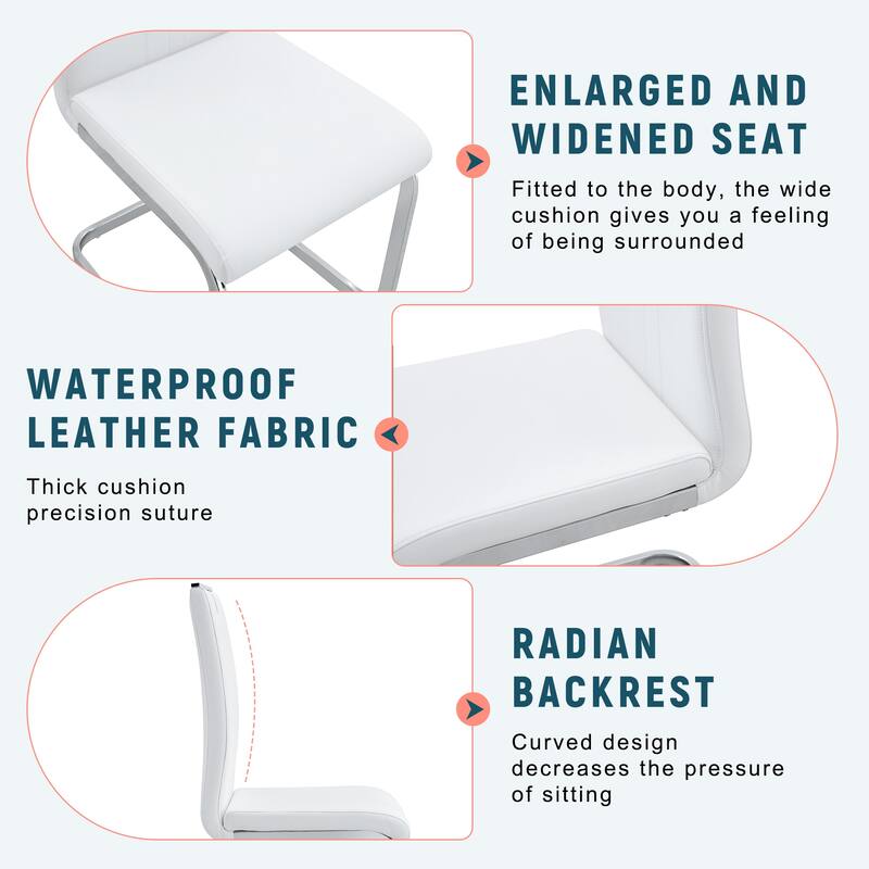 Set Of 4 White PU Material Bow-Shaped Chairs - Adding Fashion To Minimalist And Contemporary Home Styles