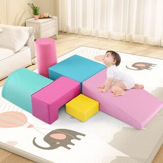 6 Pieces Foam Climbing Blocks Indoor Climb and Crawl Activity Playset with Rectangles - N/A