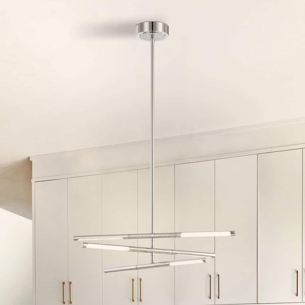 Thesis Overture 24-inch 6-light Polished Nickel 5CCT LED Chandelier - L: 24" x W: 24" x H: 5.5" x M-H: 62.25"