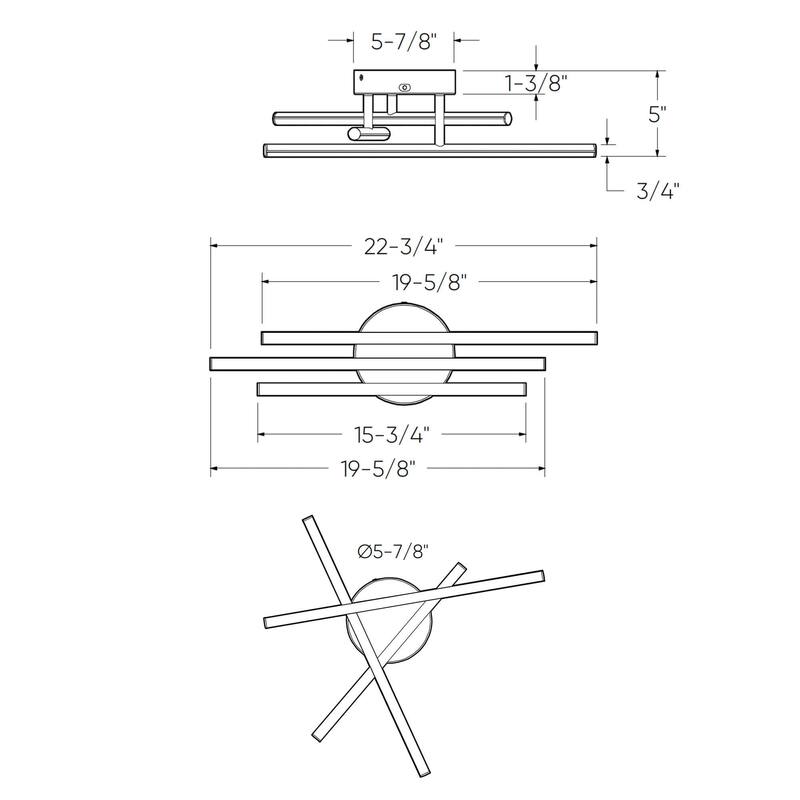 Asterisk Three Branch LED CCT Flush Mount - 20 Inch