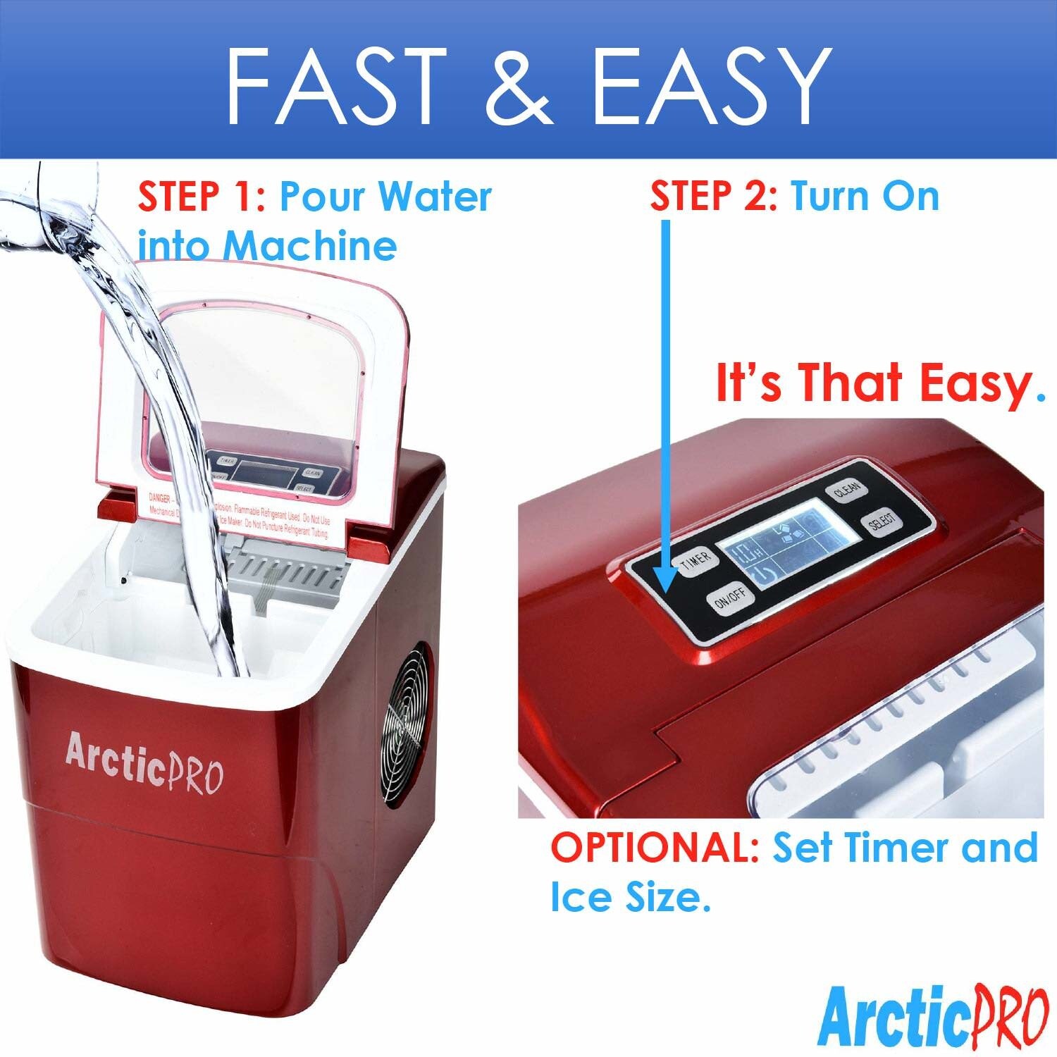 Arctic-Pro Portable Digital 2-size Ice Cube Quick Ice Maker Machine - On  Sale - Bed Bath & Beyond - 21506677