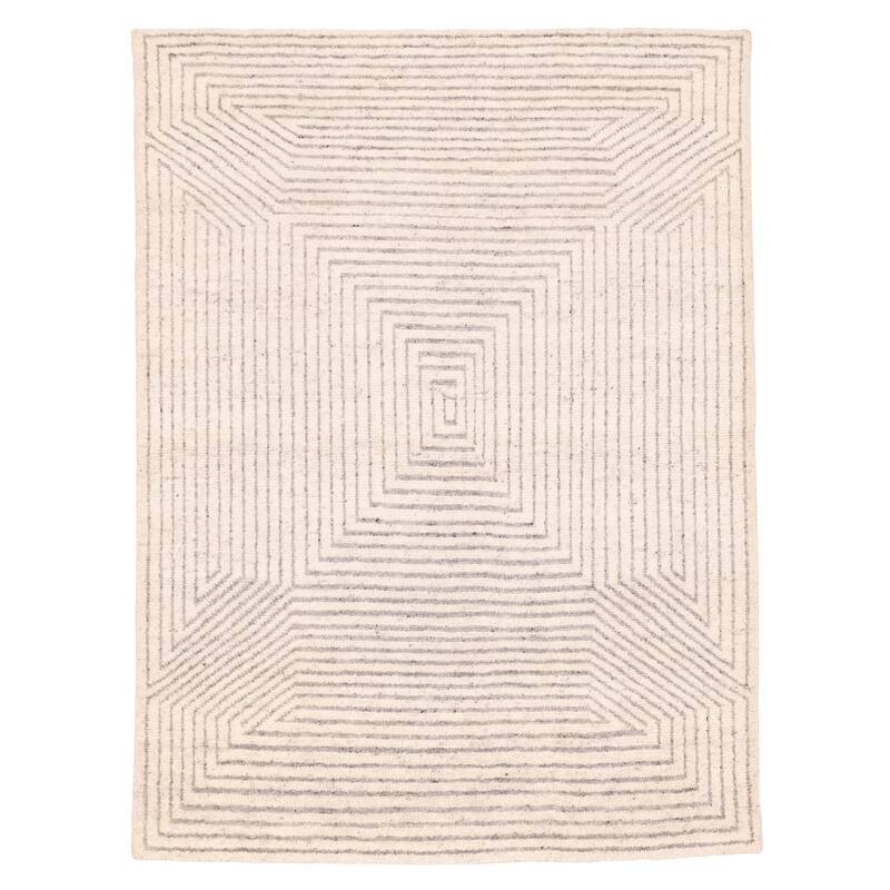 ECARPETGALLERY Hand-knotted Tangier Cream Wool Rug - 5'4 x 7'7