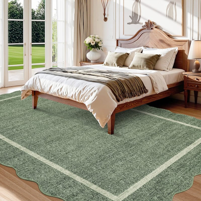 Garvee Scallop Solid Washable Area Rug