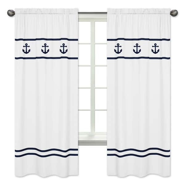 slide 2 of 5, Sweet Jojo Designs Anchors Away Collection Window Curtain Panels